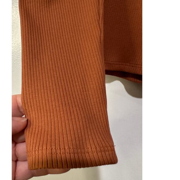 7 For All Mankind Puff Sleeve Square Neck Ribbed Top Size Small NWT Long Sleeves - Picture 12 of 13